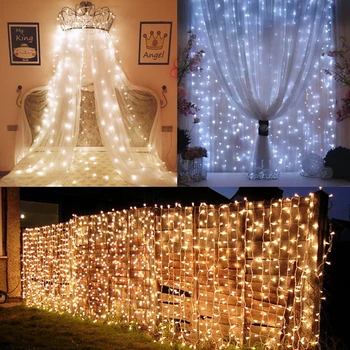 

Thrisdar 3x1M 3x2M 3x3M 6x3M Outdoor Curtain Icicle LED String Light 8 Mode Garden Patio Window Wedding Holiday Icicle Garland