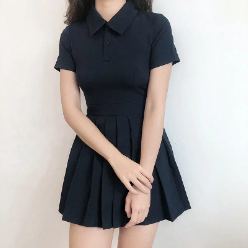 فتاة التنس اللباس قصيرة التجفيف السريع موحدة الملابس الداخلية السراويل عالية الخصر مطوي اللباس الريشة المشجع