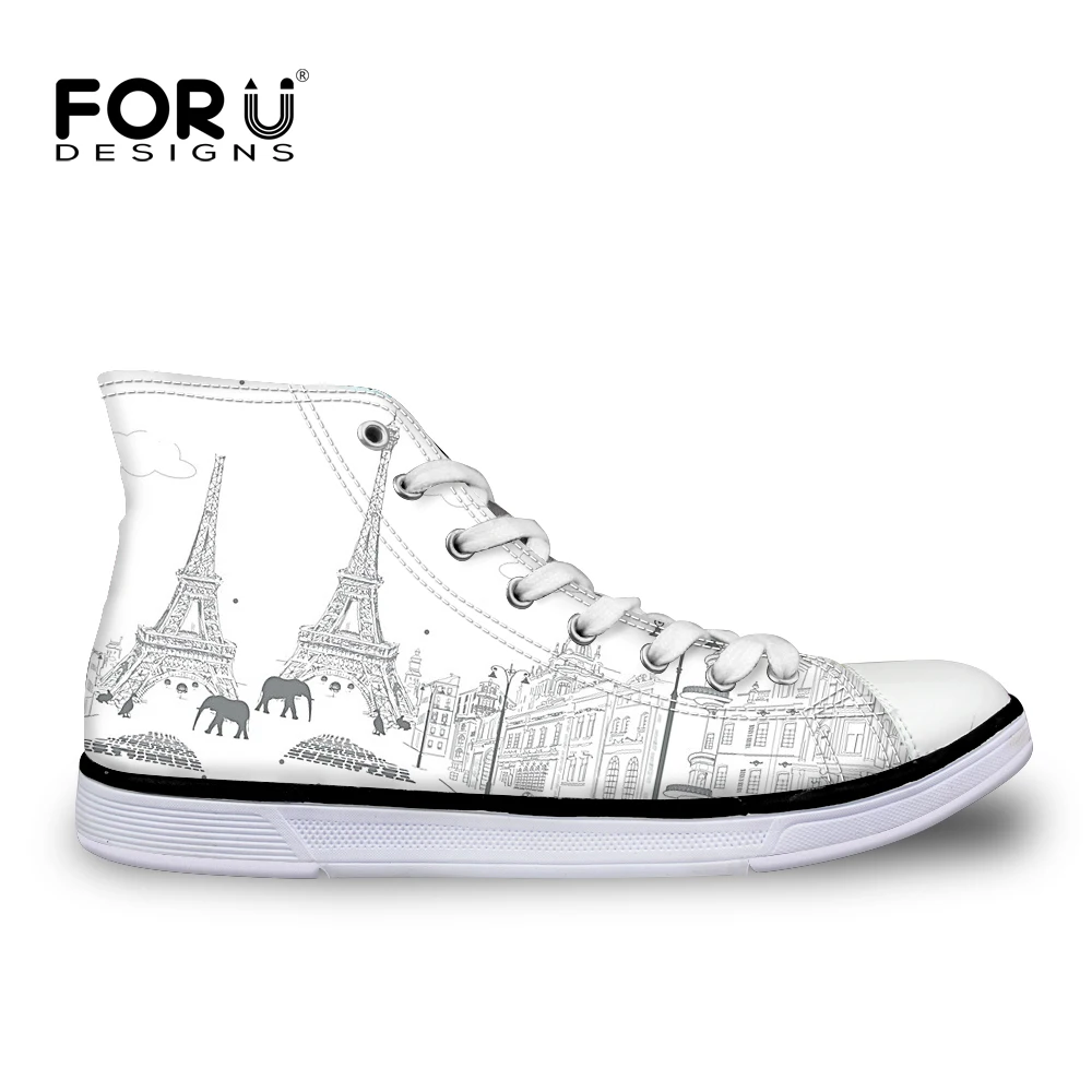 

FORUDESIGNS Fashion Hand Painted Women High Top Canvas Shoes Female Casual Vulcanized Shoes Students Flats Teens Girls Flat Shoe