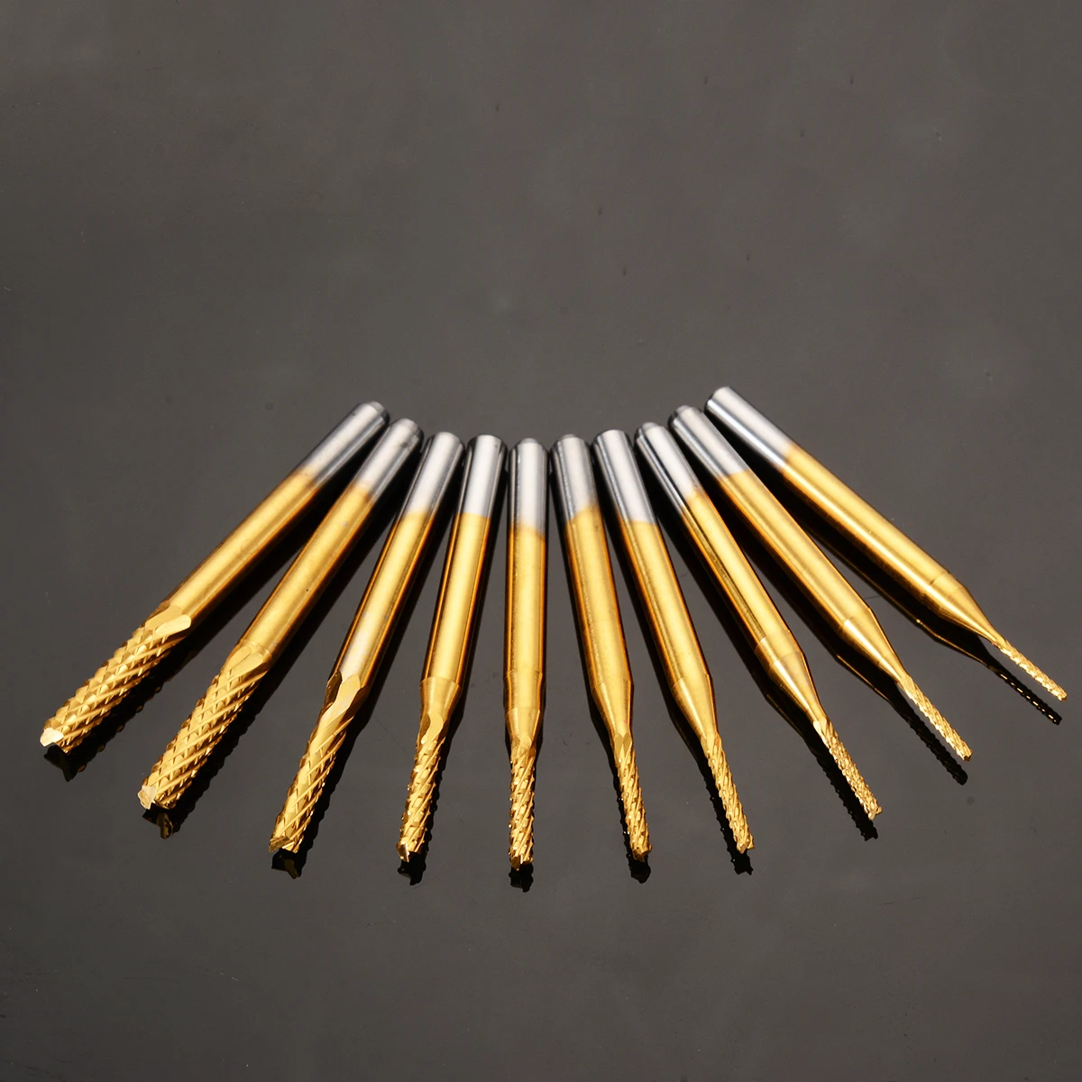 10pcs Carbide Micro Drill Bits CNC PCB Engraving End Mill Tool Set 1/8'' Shank 0.8/1.0/1.2/1.4/1.6/1.8/2.0/2.2/2.4/3.17mm