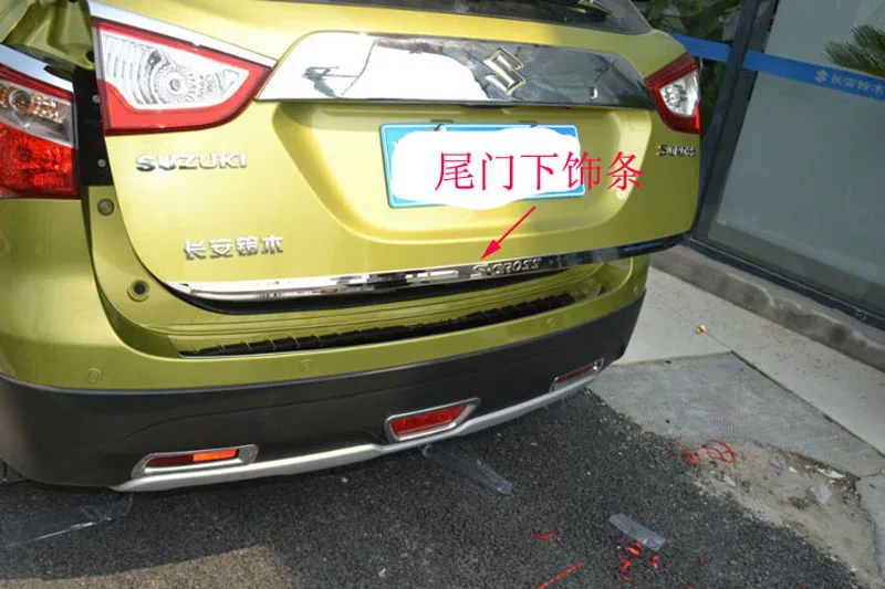 For Suzuki SX4 S-Cross S Cross SCross 2014 2015 2016 2017 2018 2019 Rear Tail Door Sticker Stainless Steel Back Door Tailgate Trim Car Styling Accessories (6)