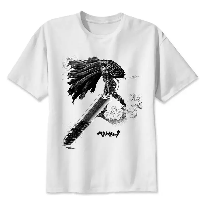 Berserk аниме футболка мужская летняя крутая с коротким рукавом футболки для мальчиков мужская с o-образным вырезом Повседневная футболка Guts Casca белая футболка с принтом - Цвет: W527152630