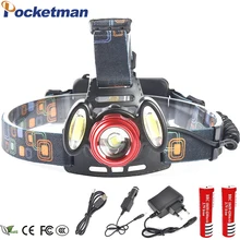 3800 lumens rechargeable led headlamp T6 head flashlight torch cree xml t6 + 2COB head lamp waterproof headlight 18650 battery 3800 lumens rechargeable led headlamp T6 head flashlight torch cree xml t6 + 2COB head lamp waterproof headlight 18650 battery