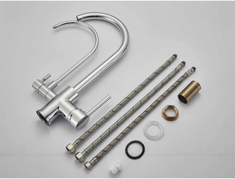 Stainless Steel Two Spouts Rotatable Kitchen Faucet With Purifier In 3 Colors