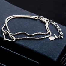Woman Heart Pendant Bracelet Double Layers Hand Chain Alloy Bracelet Jewelry Gifts simple Bracelets for women jewelry Woman Heart Pendant Bracelet Double Layers Hand Chain Alloy Bracelet Jewelry Gifts simple Bracelets for women jewelry