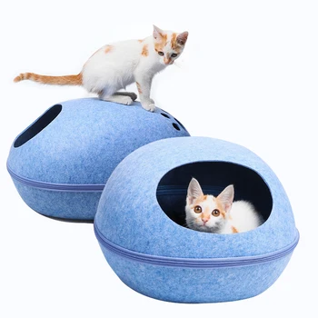 

Wool Felt Pet Cat Beds Mat 2 Pcs / Set Small Puppy Dogs Creative Cats House Blanket Indoor Pets Supplies Sleeping Kennel Cushion