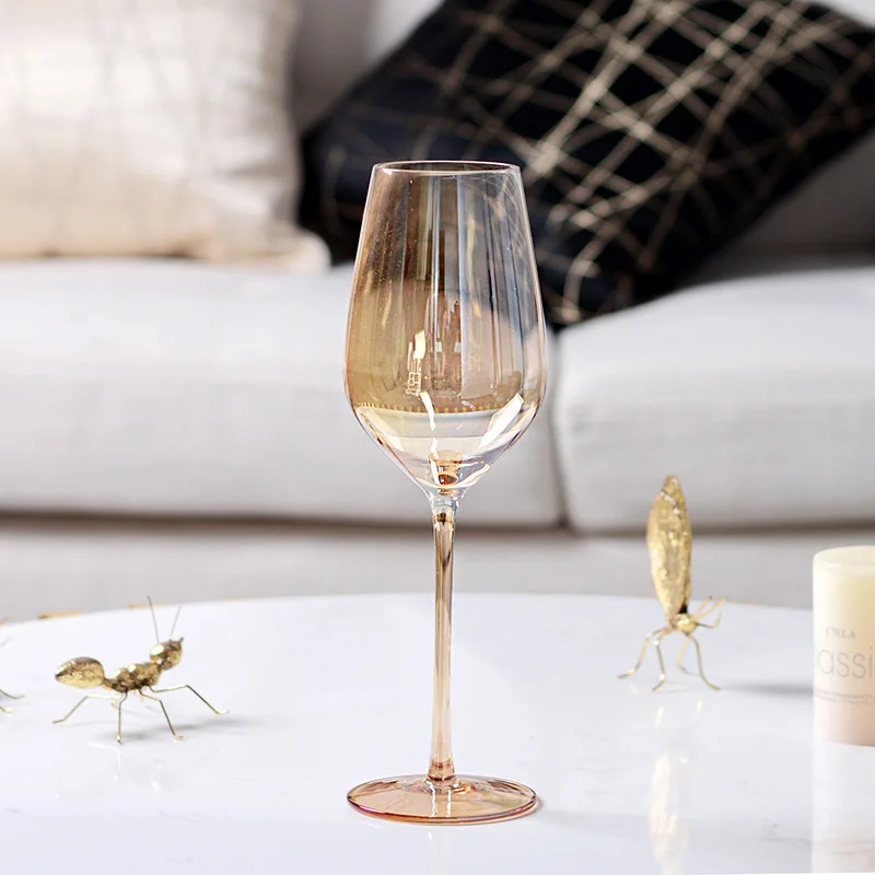 Европейский Янтарный креативный стеклянный бокал для вина бытовые бокалы с гальваническим покрытием красное вино чашка бессвинцовые бокалы для шампанского посуда для напитков - Цвет: B 25x5.4x7.4cm