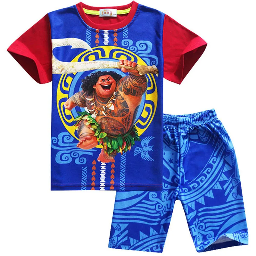 2017 Summer Moana Short Sleeved suits baby boys Home Furnishing children clothing beach maxi clothes for boys t-shirts and pants (6)