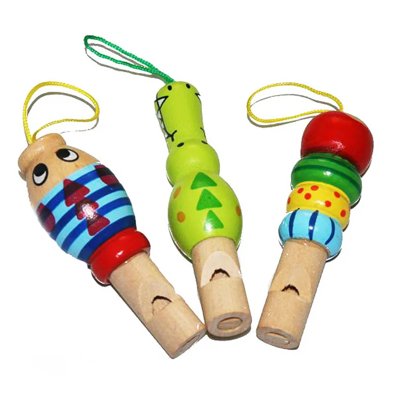 

1 PCs Small Wooden Whistle Cartoon Animals Baby Musical Toy Jewelry Pendant Wooden Toys (Color Random Delivery) # makeg CoLtd #