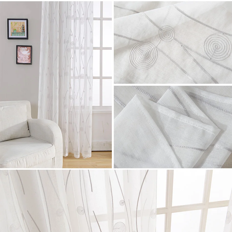 Topfinel природные вышитые занавески для гостиной Спальни элегантный пряжи шторы вышивка белая вуаль шторы Панель Высококачественный тюль для окна