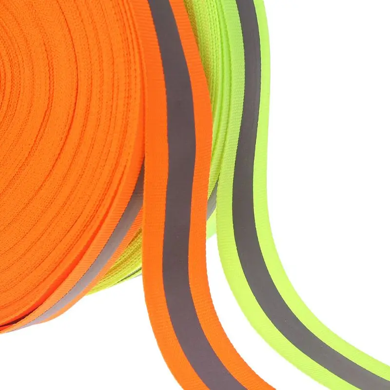 

High visibility Reflective Fabric Fluorescence Green Safe Warning Tape Sew On Clothing Traffic Safety Supplies 2.5cm X 50m-Y1QA