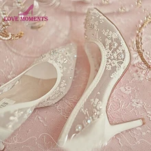 Новинка года; Дизайнерские летние женские тонкие туфли в Корейском стиле; свадебные модельные туфли на высоком каблуке с кружевным плетением; туфли-лодочки для дня рождения 3 дюйма