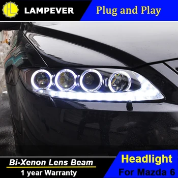

Lampever Styling for Mazda 6 Headlights 2004-2013 Mazda6 LED Headlight Angel Eye DRL Bi Xenon Lens High Low Beam Parking
