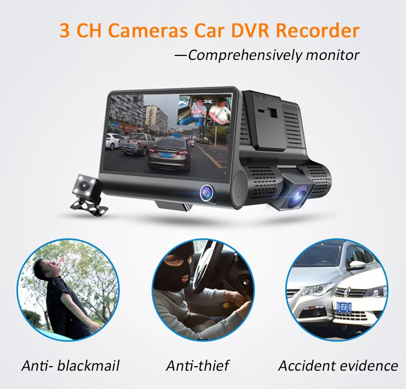 2 в 1 Автомобильный радар-детектор 4," DVR камера Full HD 1080P Speedcam Анти радар-детектор видеорегистратор три объектива
