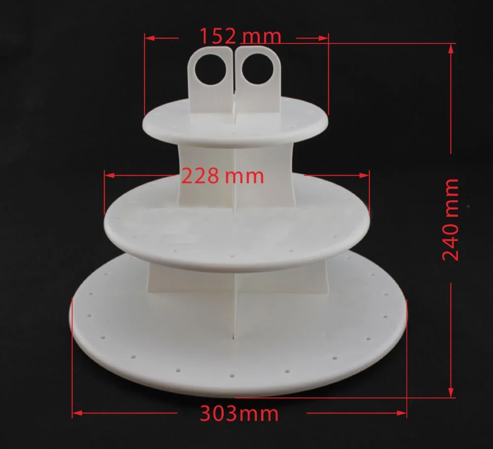 Высокое шт. качество 3 яруса закуски сервер 21 шт. кекс стенд 42 шт. торт поп Подставки леденец держатель белый круглый собрать