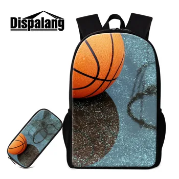 

Dispalang 2 PCS/Set Ball Print School Backpack For Primary Student School Bag with Pencil Bag Mochila Escolar Bookbag Pen Case