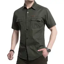 Рубашка Брендовая верхняя рубашка мужская с коротким рукавом Военная Рубашка мужская повседневная одежда мужские тактические рубашки