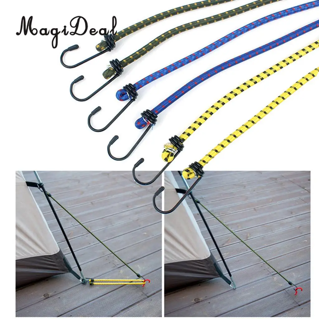 6pcs Durable Bungee Cord with Carabiner Hook Heavy Duty Straps Strong Elastic Rope Shock Cord Tie Down Set Outdoors