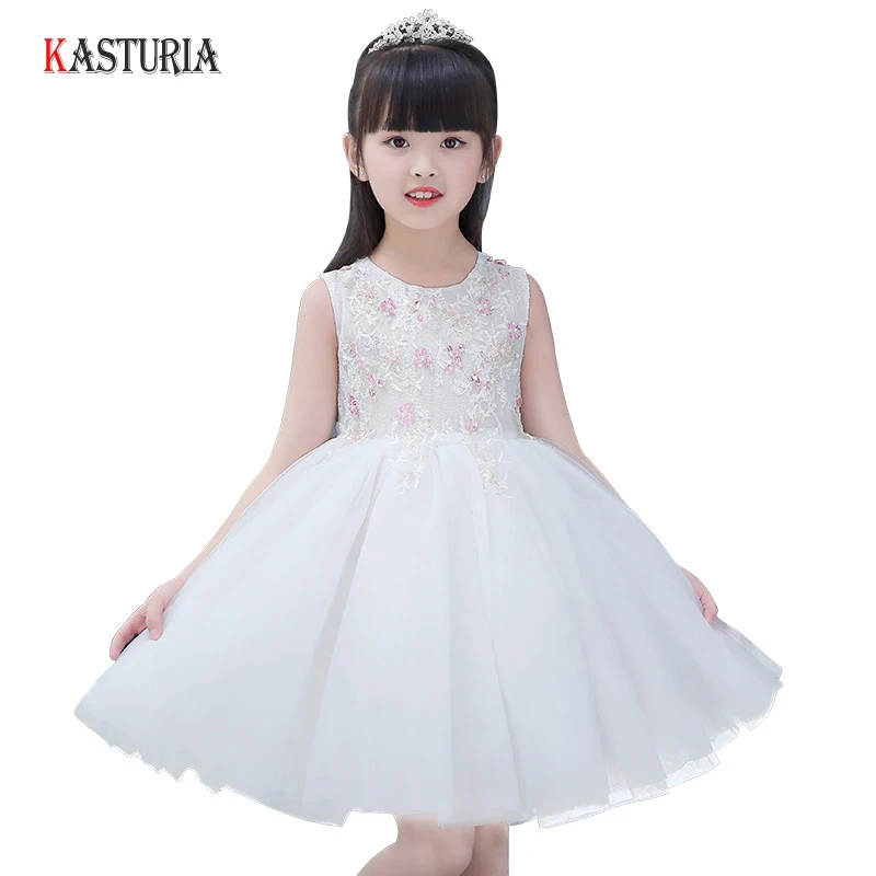 

New children's Princess Dresses for girls white lace girls dress high quality girl clothes floral kids dress wedding party dress