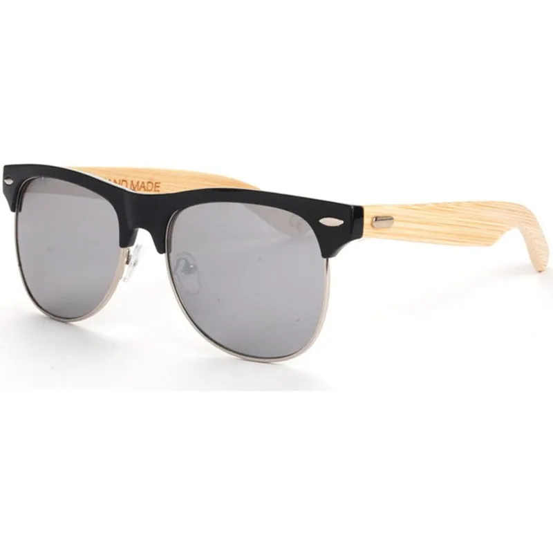 VEGA ручной работы бамбуковые солнечные очки, Для мужчин Для женщин мода деревянные очки овальной формы с плоскими стеклами и половинной рамкой дизайнерские очки стили 10 Цвета 1029