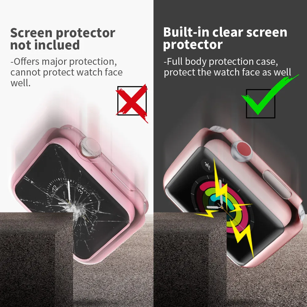 Screen Protector Cover for Apple Watch Case Electroplating Plastic Hard PC 38mm/42mm for Apple Watch Series 3 and Series 2 Screen Protector Cover for Apple Watch Case Electroplating Plastic Hard PC 38mm/42mm for Apple Watch Series 3 and Series 2