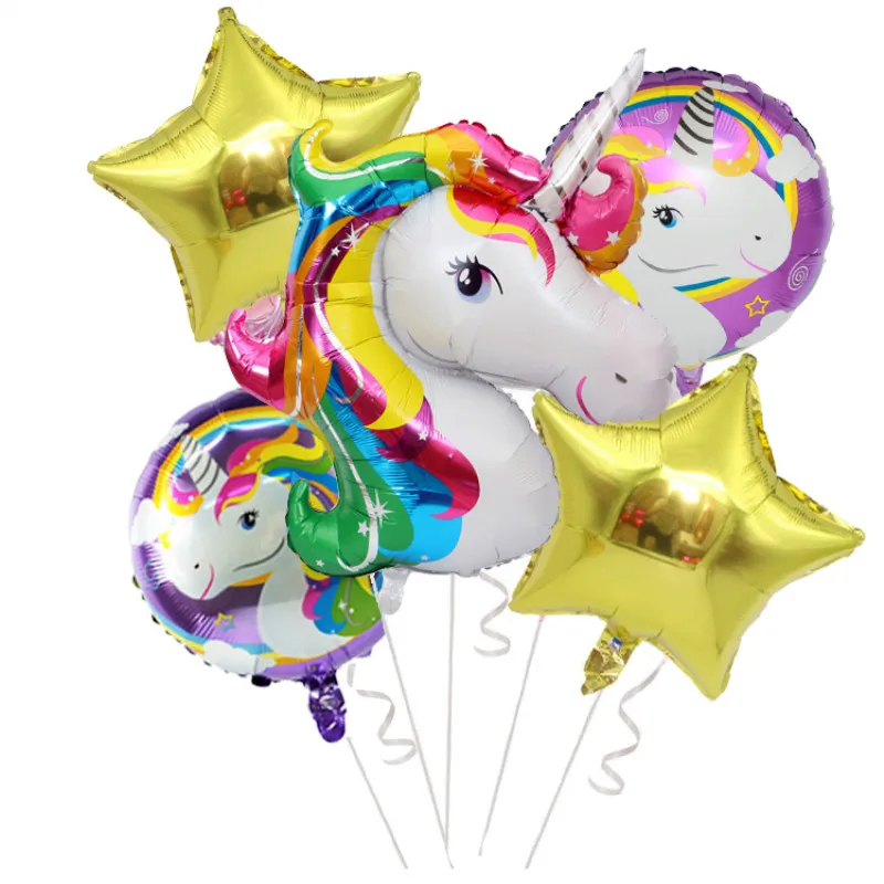 

5pcs/lot Babyshower Unicorn Party Supplies Happy Birthday Balloon Foil Ballons Globos Cumpleanos Infantiles Wedding & Engagement