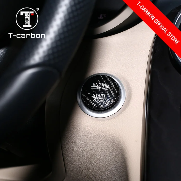T-carbon Carbon Fiber Car-styling Engine Start Stop Button Cover Cap Trim For Mercedes Benz