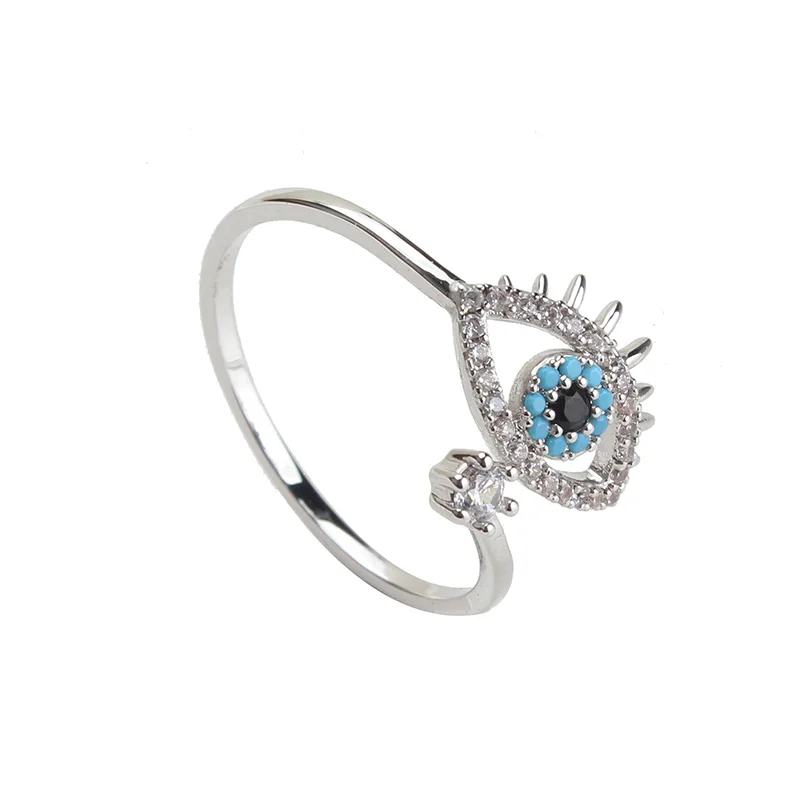 

1pc Fashion Evil Eye Sliver Copper Cubic Zirconia Charm Ring For Party Birthday Valentien's Day Creative Novelty Jewelry Gifts