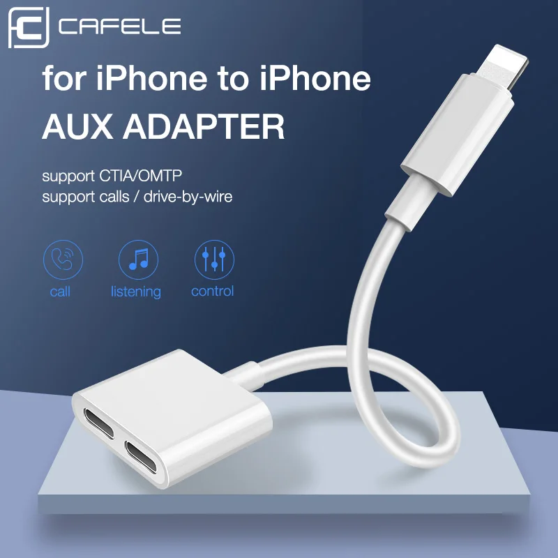 

Cafele 2 in 1 Audio Adapter For iPhone X XR XS MAX 8 7 Plus Charger Adapter Earphone OTG Splitter Converter For iOS Support Call