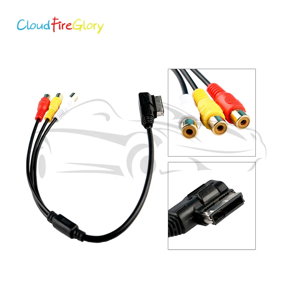 

CloudFireGlory For Audi A1 A7 A8 Q7 2011 Onwards S7 2001 Onwards AMI MMI 3 RCA Phono Audio AV Composite Video Cable