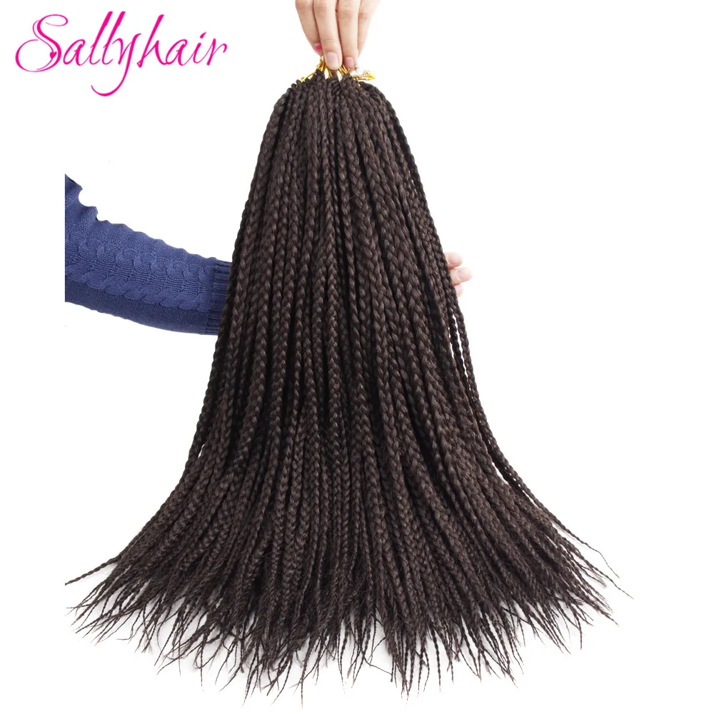 Sallyhair 18 Inches Crochet Box Braids Hair Extensions Brown Synthetic Braiding Hair Low Temperature Fiber