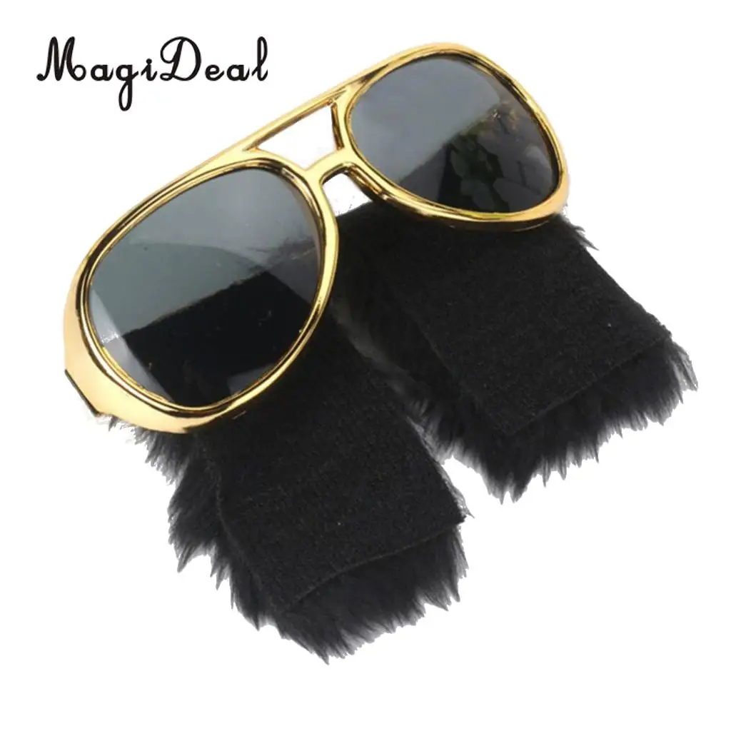MagiDeal Set of 2 Pieces Novelty Presley Sunglasses Big Nose Mustache Glasses 70s Fancy Dress Costume Eyewear Props