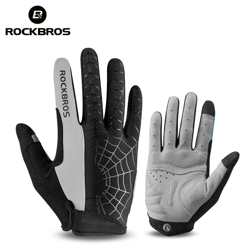 ROCKBROS Cycling Windproof Full Finger Gloves Outdoor Sports Black Red Size XL 