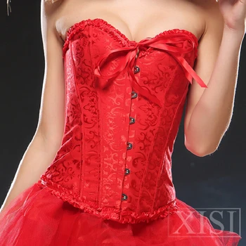 

steel boned waist trainer corset tops outerwear 5xl cheap corsets online Overbust corset 6xl corpete corselet plus size red