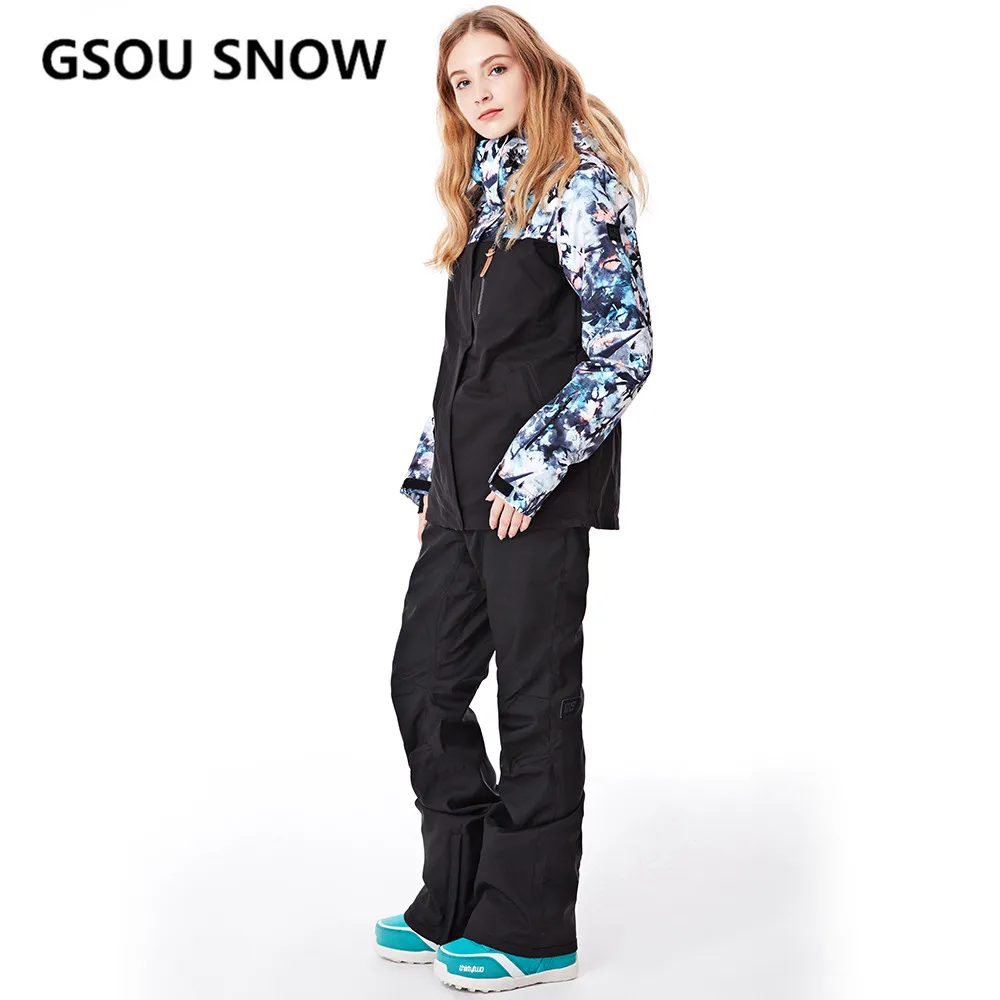 

GSOU SNOW New Ski Jacket Women Anti-pilling Snowboard Coats Waterproof Fashion Windproof Female Ski Jackets Breathable Cotton