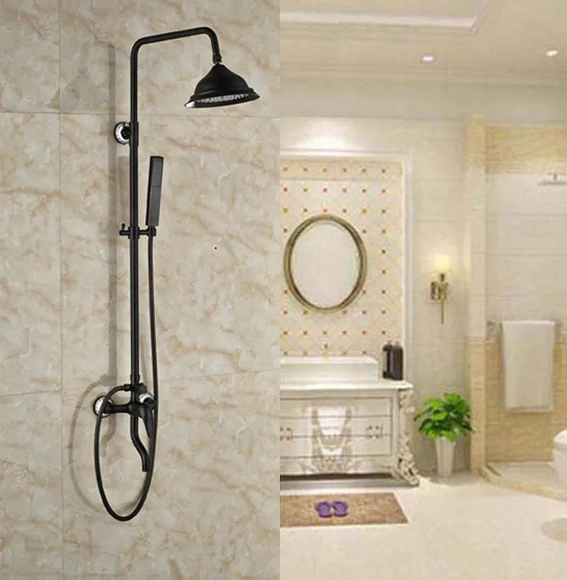 Us 129 35 Off Exposed Bath Tub Shower Set Oil Rubbed Broze Faucet Single Lever With Handheld In Faucets From Home Improvement On