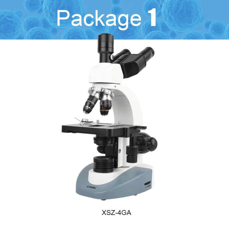 CIWA Профессиональный биологический 40X-1600X микроскоп бинокулярный бинокль HD научный эксперимент светодиодный монокулярный микроскоп - Цвет: package 1