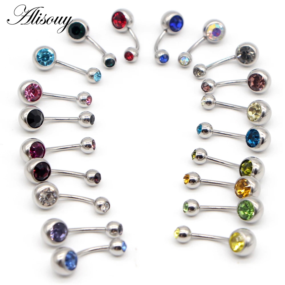 Alisouy 1 шт. 316L хирургические стальные Стразы пупка пирсинг Bijoux Ombligo 20