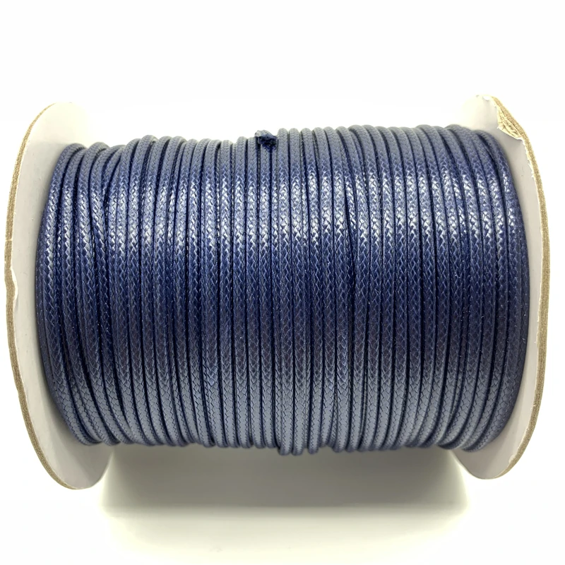 

0.5/0.8/1/1.5/2mm Navy Blue Waxed Cotton Cord Waxed Thread Cord String Strap Necklace Rope For Shamballa Bracelet Making