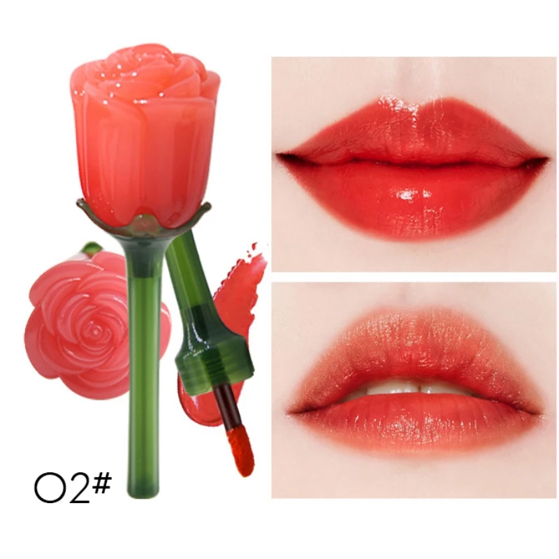2019 Rose Shape Lip Gloss Moisturizer Lips Tint Glaze Waterproof Makeup Easy Wear Long-lasting Women Liquid Lipstick Maquaigem