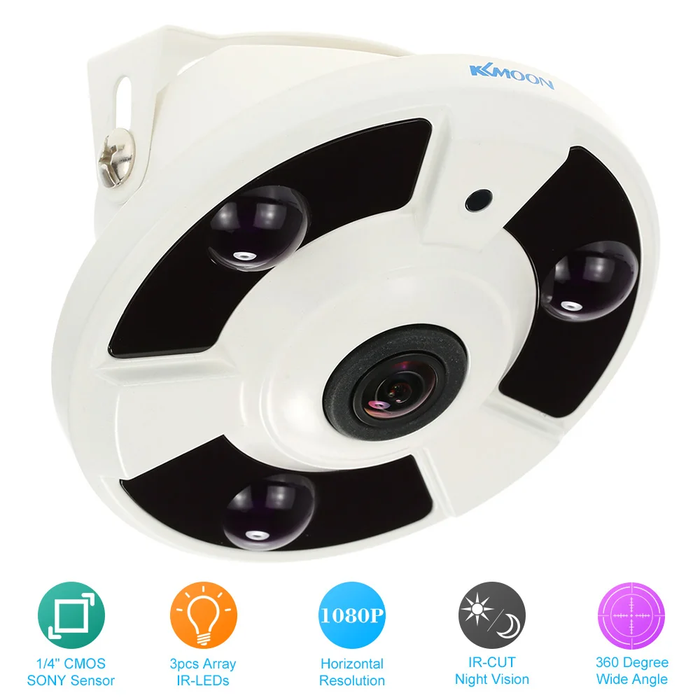  KKmoon 360 Degree Panoramic Camera Full HD With SONY 322 CMOS CCTV Camera 1080P 2MP 1.7MM Fish Eye Lens IR Security Camera 