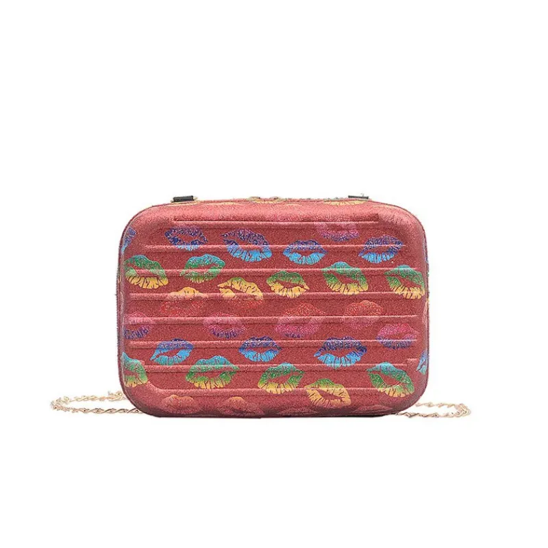 

2019 New Summer Ladies Bag Plastic Material One Shoulder Messenger Bag Fashion Wild Lips Printed Box Anime Cartoon Stereotypes