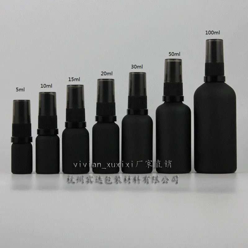 

100 ml black frosted Glass travel refillable perfume bottle with black plastic atomiser sprayer,100ml perfume container glass