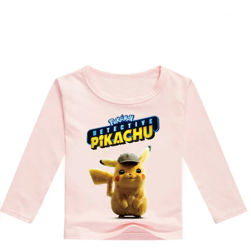 Z& Y/От 2 до 16 лет, модные футболки с Пикачу «Покемон», детские футболки для мальчиков топы с длинными рукавами для девочек, Повседневная Уличная одежда