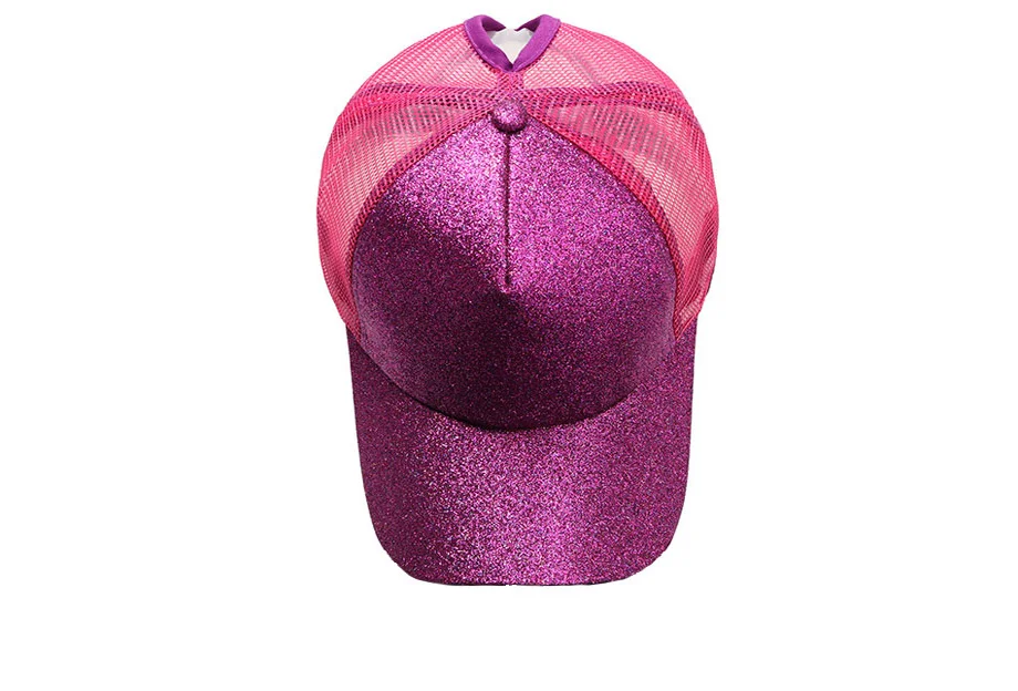 Glitter Ponytail Baseball Cap Women Messy Bun Adjustable Snapback Hats Girls Adjustable Summer Mesh CC Caps Drop Shipping   (6)