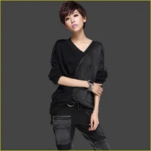 Женская Весенняя модная свободная черная футболка в стиле пэчворк большого размера, женская уличная футболка в стиле хип-хоп, качественная хлопковая брендовая футболка