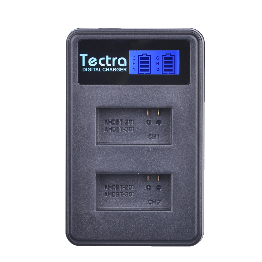 Tectra высококачественное быстрое зарядное устройство AHDBT 301 LCD USB двойное для GoPro Hero 3