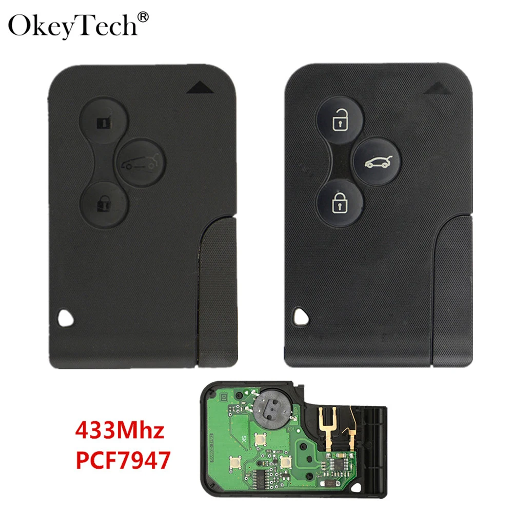 Ключ дистанционного управления Okeytech PCF7947 3 кнопки 433 МГц смарт карта для Renault Megane