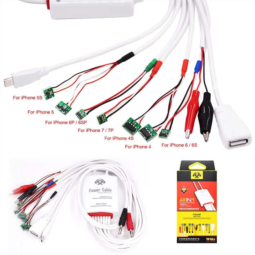 

All in 1 Professional Power Supply Current Test Cable Battery Activation Charge for iPhone 7 7 Plus 6 6S 6 Plus 5S 5 4S 4