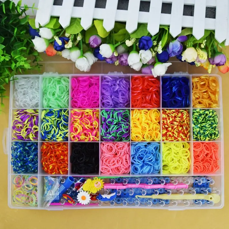 

Rainbow loom,22 colors 4400 rubber bands per box, gift knitting tools,Children's educational toys,Handcraft,DIY weaving